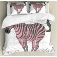 thumbnail image 1 of Pink Zebra King Size Duvet Cover Set, Naturalistic Baby Zebra in Funny Pose Zoo Wild Horse Kids Childish Theme, Decorative 3 Piece Bedding Set with 2 Pillow Shams, Pale Pink Dimgrey, by Ambesonne, 1 of 3