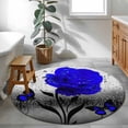 thumbnail image 3 of Round Rugs 4Ft, Blue Rose Round Area Rug Washable Indoor Throw Carpet, Flower Raindrops Butterfly Grey Art Soft Non Slip Circle Rug for Kitchen Nursery Room Home Decor Aesthetic, 3 of 8