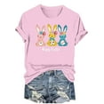 thumbnail image 4 of VBTAPA 2025 Summer Tops for Women Happy Easter T Shirt Cute Bunny Eggs Graphic Tees Casual Holiday Short Sleeve Tees Top Prime Sales of The Day Pink XXL, 4 of 6
