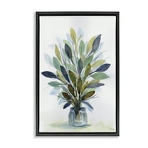 Stupell Industries Rustic Leaves Jar Botanical & Floral Painting Black Floater Framed Art Print Wall Art, 21 x 31