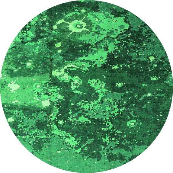 Ahgly Company Indoor Round Oriental Green Industrial Area Rugs, 4' Round