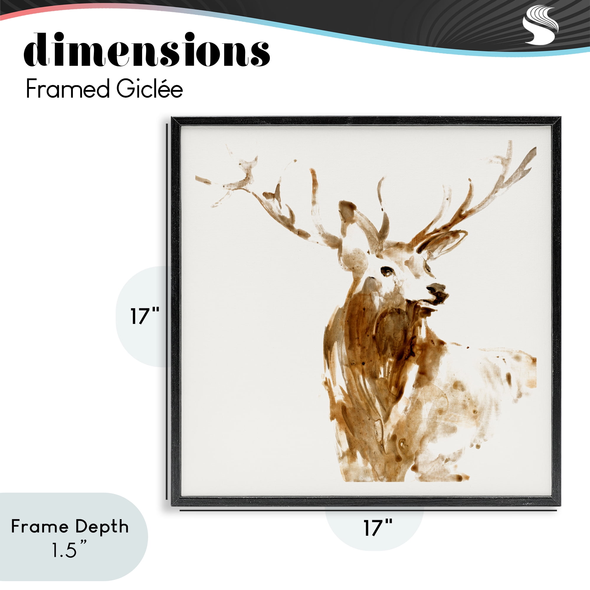 Stupell Industries Deer Portrait Head Shot Black Framed Giclee Art, design by Lorenzo Collective
