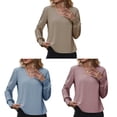 thumbnail image 5 of Norbi Women's Long Sleeve V Neck Blouses Pleated Ruffle Puff Sleeve Loose Fit Dressy Casual Tops S-XL, 5 of 5