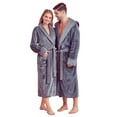 thumbnail image 3 of Men’s Hooded Shower Robe - Polyester Full-Length Warm Kimono, 3 of 5