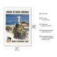 thumbnail image 2 of South America - Moore-McCormack Lines - Christ Redeemer - Rio Brazil - Vintage Ocean Liner Travel Poster by Dong Kingman c.1960s - Fine Art Rolled Canvas Print 27in x 40in, 2 of 4