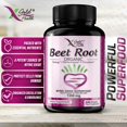 Organic Beet Root Powder Capsules 1350mg, 200 Veggie Pills with Black