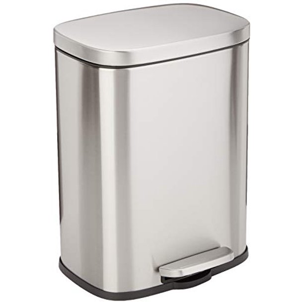 Basics Rectangular, Stainless Steel, SoftClose, Step Trash Can 12
