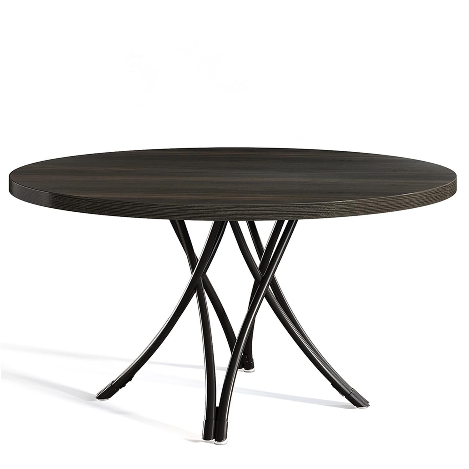 Demi Bonn 47" Circle Dining Table Set for 2-4 People, Indoor Outdoor Kitchen Table for Dining Room, Home Office, Living Room Furniture, Brown