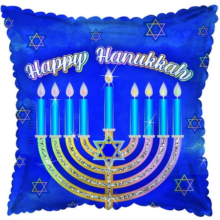 17" Hanukkah Mylar Balloons "Glittered Menorah" - pack of 5