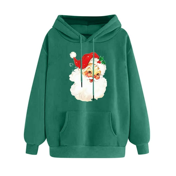 WILLBEST Sudadera Deportiva para Mujer Sudadera Navideña con Capucha Sudadera Informal de Manga Larga con Estampado Navideño Grande