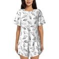 thumbnail image 1 of Balery Sea Turtle Conjunto de Pijama para Mujer con Estampado, Dos Piezas de Manga Corta y Shorts, Ropa de Dormir Suave con Cuello Redondo y Bolsillos-Small, 1 of 6
