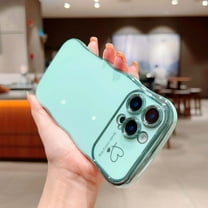 For iPhone 16 Pro Phone Case for Women Girls,Double Love Hearts Print Designing,Wavy Frame Curly Shape,Shockproof TPU Luxury Electroplated Anti-fall Protective Phone Case Cover,Green