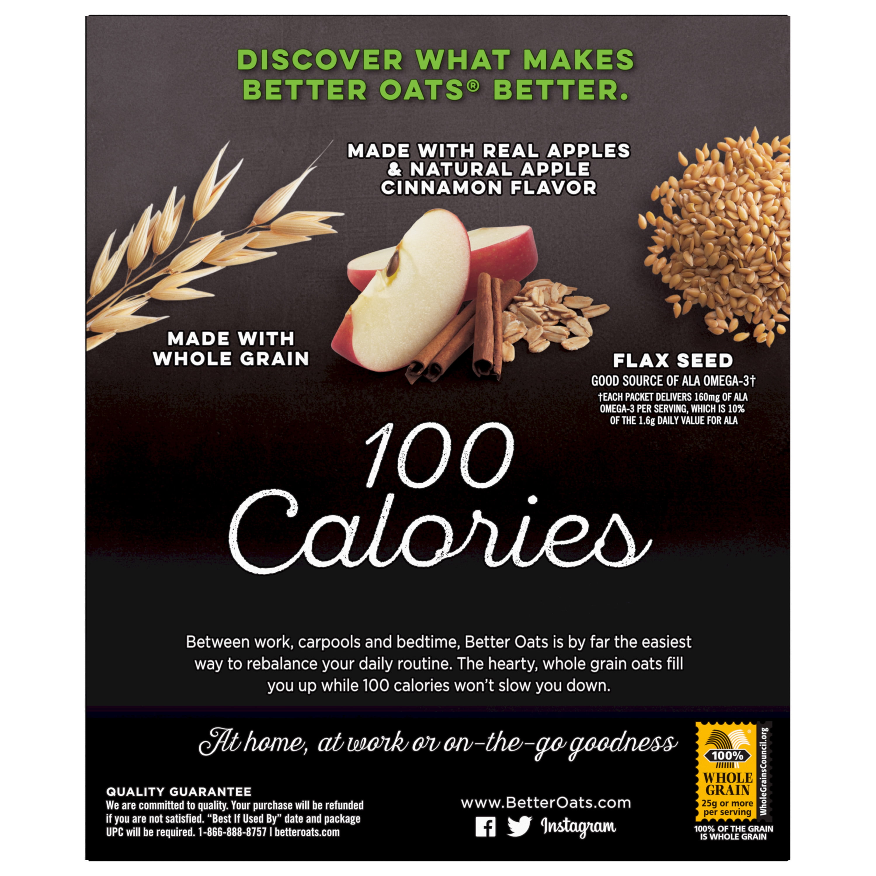 Better Oats® Oat Revolution!® Steel Cut Apples & Cinnamon Instant Oatmeal  with Flax 10 ct Box 
