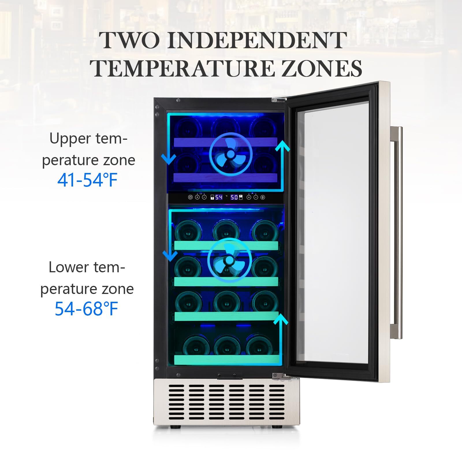 Auseo Dual Zone 28 Bottle Wine Cooler Refrigerator, Built-in Wine Fridge with Quiet Operation & LED Display,Wine Chiller for Home, Office or Bar