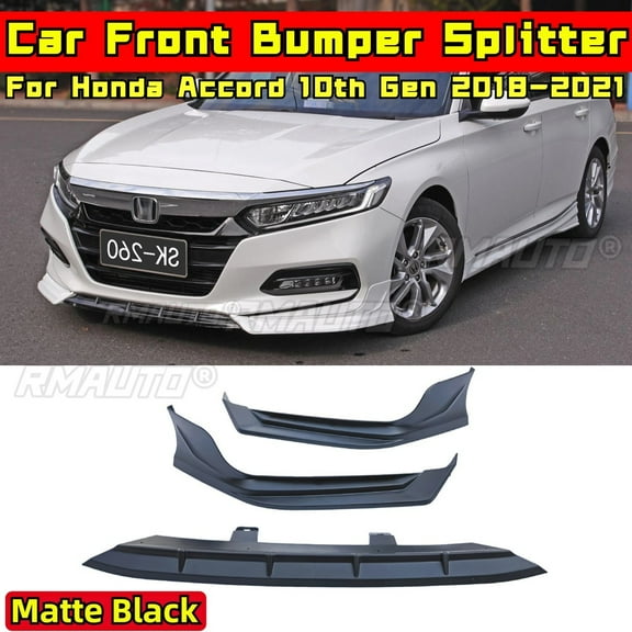 For Honda Accord 10th Gen 2018-2021 Body Kit Front Bumper Lip Glossy Black SK-260 Style Front Bumper Splitter Car Accessories