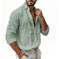 thumbnail image 4 of StSilkitty Button down Shirts for Men Cotton Linen Long Sleeve Collared Shirt Lightweight Casual Beach Vacation Tops, 4 of 8