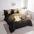 thumbnail image 2 of Feelyou Cute Ghost Full Size Bedding Sets, Kawaii Black Cat Fall Foliage Full Size Bed in a Bag, Dark Taupe, Black Reversible, 7pcs, 2 of 7