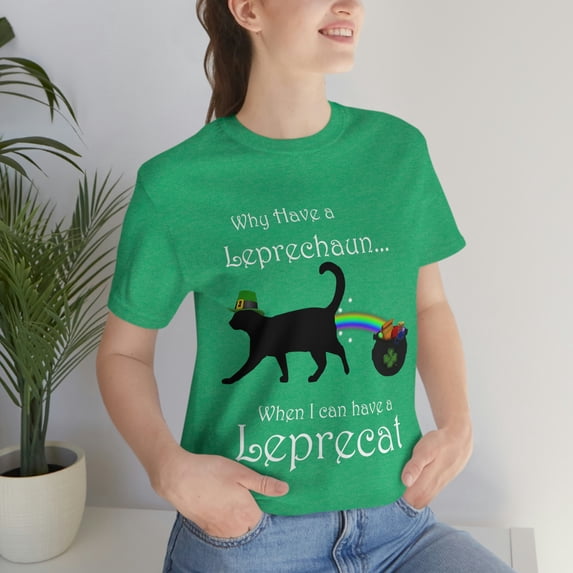 Leprecat - Funny Irish Cat Leprechaun St Patricks Day Jersey Short Sleeve Tee - Funny Saint Patricks Day Shirt