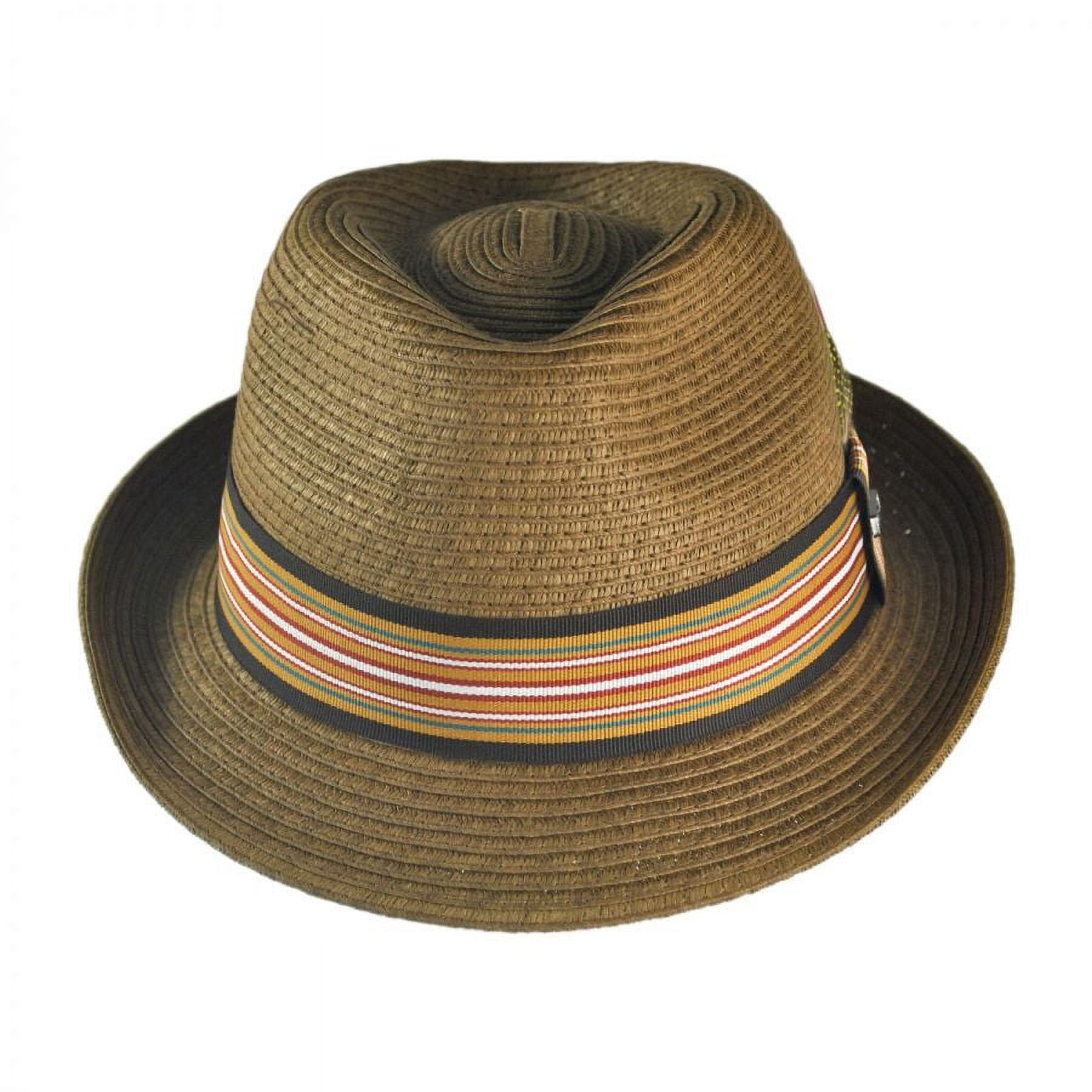 Ridley Toyo Straw Trilby Fedora Hat - M - Chestnut