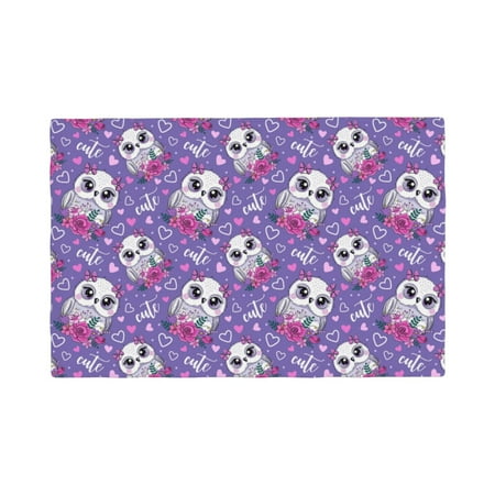 

Table Placemats Set of 4 - Owl And Flowers 12x18 In Faux Linen Double Heat Resistant Place Mats Cloth Indoor/Outdoor Placemats Washable Table Mats for Dining Kitchen Party