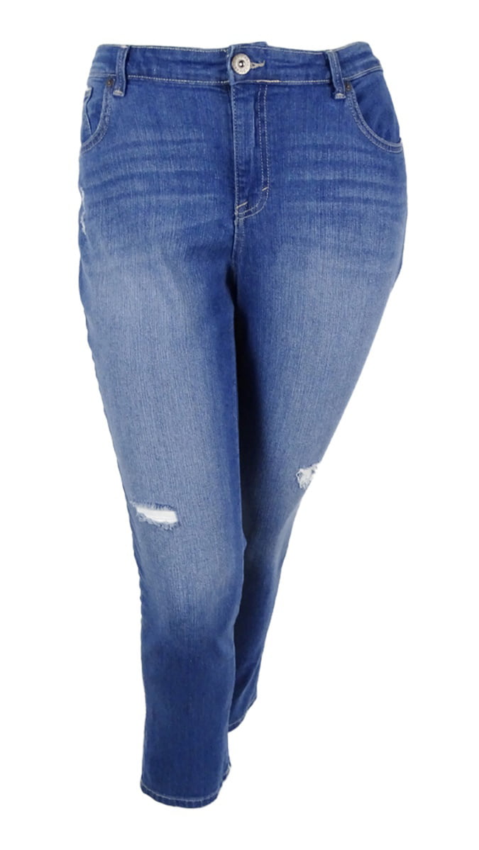 Style & Co. Women's Plus Size Distressed Saint Wash Boyfriend Jeans ...