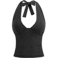 thumbnail image 6 of EMMIOL Women's Halter Deep V Backless Crop Tank Top Y2K Coquette Fall Going Out Top, 6 of 6