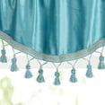 thumbnail image 4 of Nvzi Luxury Velvet Soft Curtain Valances for Living Room Bathroom Cafe Laundry Basement Rod Pocket Tassels Scalloped Short Window Valance Curtains (Lake Blue,52"x18"), 4 of 4