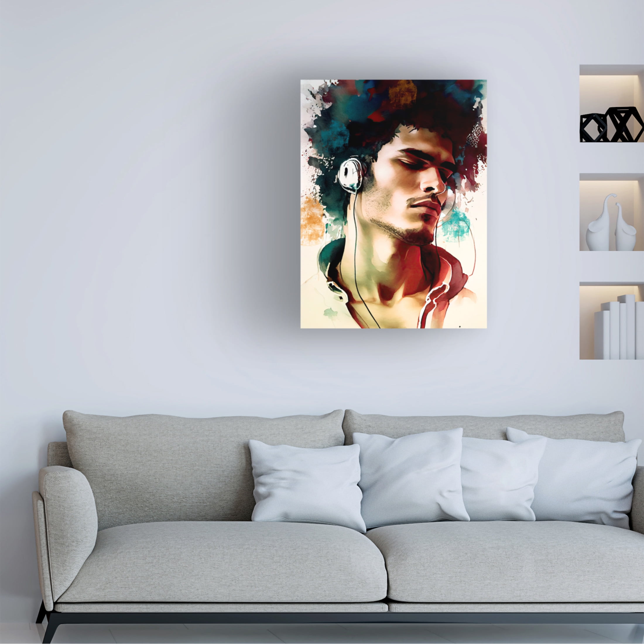 Canvas Wall Art - Sasha 'Music Man I' Wall Art for Living Room, Bedroom, or Office Décor by Trademark Fine Art - 18 x 24 Inches