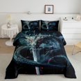 thumbnail image 2 of 3D Dragon Comforter Set Sword Dragon Bedding Twin,Cool Animal Fire Dragon Theme Quilt Set Adults Magical Dragon Fierce Animal Print Duvet Set With 1 Pillowcase, 2 of 6