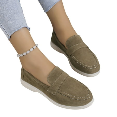 Xysaqa Black Flats for Women  Shoes for Women Sneakers Round Toe Flat Bottomed Temperament Shallow Mouth Casual Single Shoe Fashion Solid Color Loafers Gym Shoes Women on Clearance