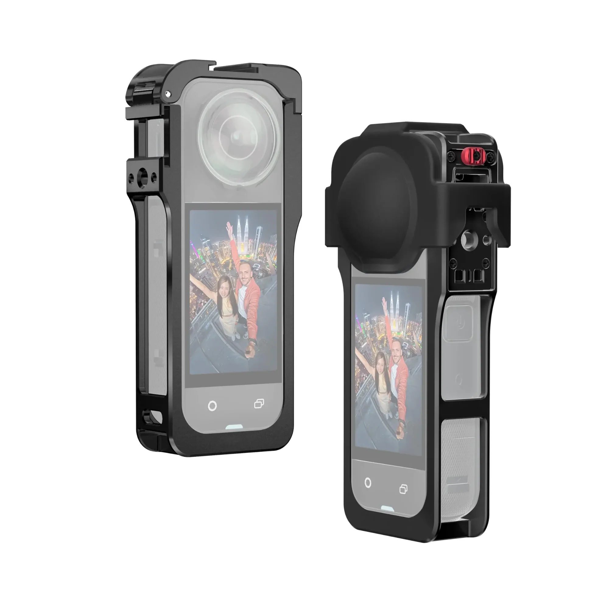 Aluminum Alloy Utility Frame for Insta360 X5, Protective Cage with Detachable Silicone Lens Cap, Quick Lock Design, 3×1/4" Thread Holes & 2 Cold Shoes, Expand Mounting Accessories for Insta360 X5