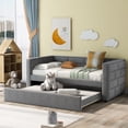 thumbnail image 2 of Euroco Modern Wood with Trundle Daybed for Bedroom, Twin, Gray, 2 of 16