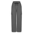 thumbnail image 5 of jtjvou Women Casual Drawstring Elastic Waist Pants High Waist Side Pocket Comfort Fit Regular Length All Season Sportswear Perfect for Holiday Activities Gray S, 5 of 8