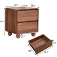 thumbnail image 5 of YOCWO Nightstand Set of 2 for Bedroom, Mid Century Bedside Table with Arc Edge and Round Leg, Wood Storage Chest of Drawer Organizer for Bedroom Living Room Hallway Closet, Walnut, 5 of 7