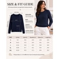 thumbnail image 7 of QUALFORT Women's 100% Cotton Cable Knit Sweater, Crew Neck Lightweight Pullover Sweater for Women, Long Sleeve Knit Top, Navy S, 7 of 7