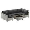 thumbnail image 3 of 7-Piece Patio Furniture Set, Outdoor Patio Furniture with Thick Cushions, Modular Patio Sofa, Dual-Strand Wicker Rattan, Rust-Resistant Frame, Backyard Furniture for Garden, Deck, Black, 3 of 6