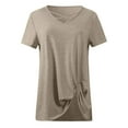 thumbnail image 6 of TIHLMK Women Shirts and Blouses Beige Women's Fashion Solid V Neck Short Sleeve T-shirt Blouse Loose Tops Gift for Womens Tops, 6 of 6