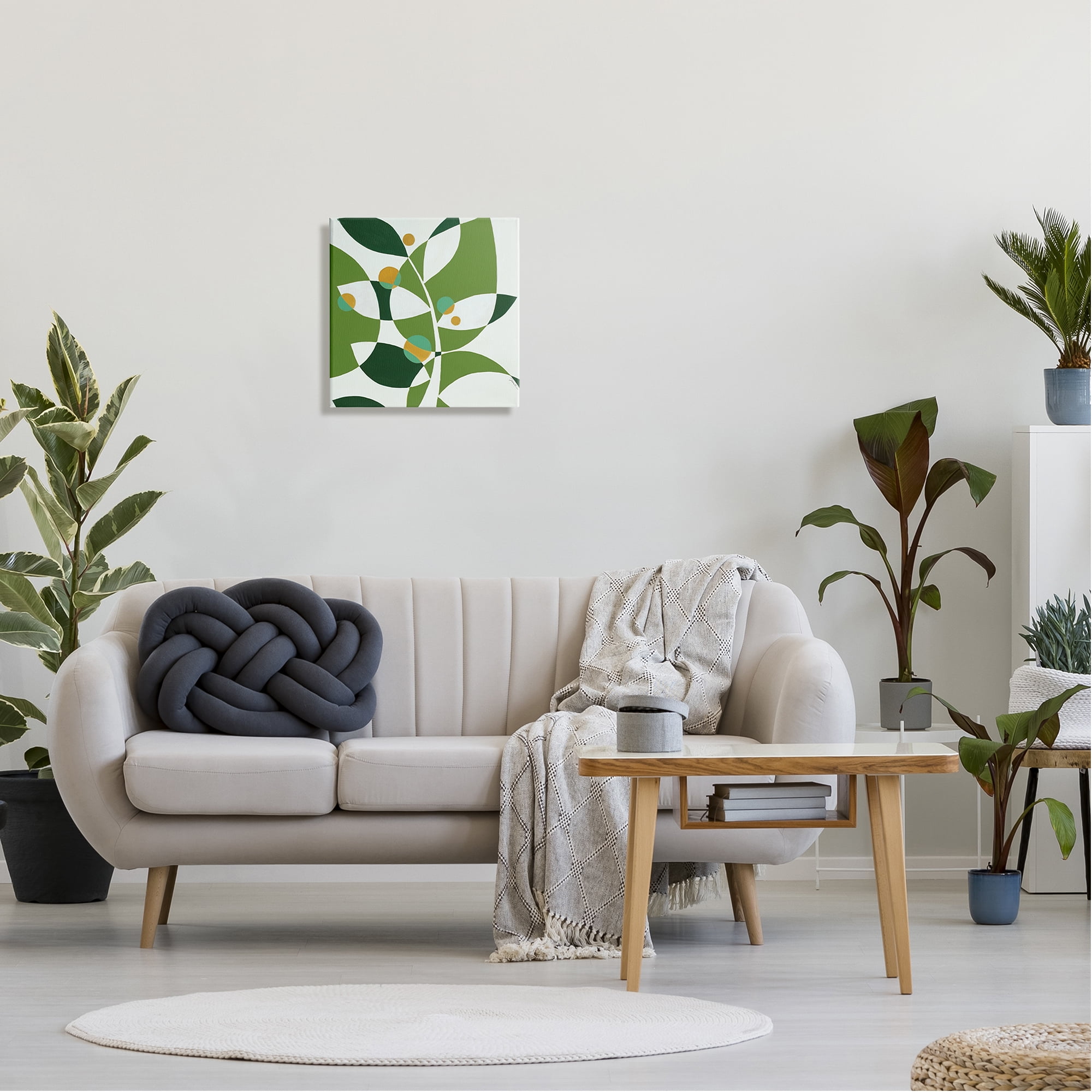 Stupell Industries Modern Green Leaf Abstraction Botanical & Floral Painting Gallery Wrapped Canvas Print Wall Art, 17 x 17