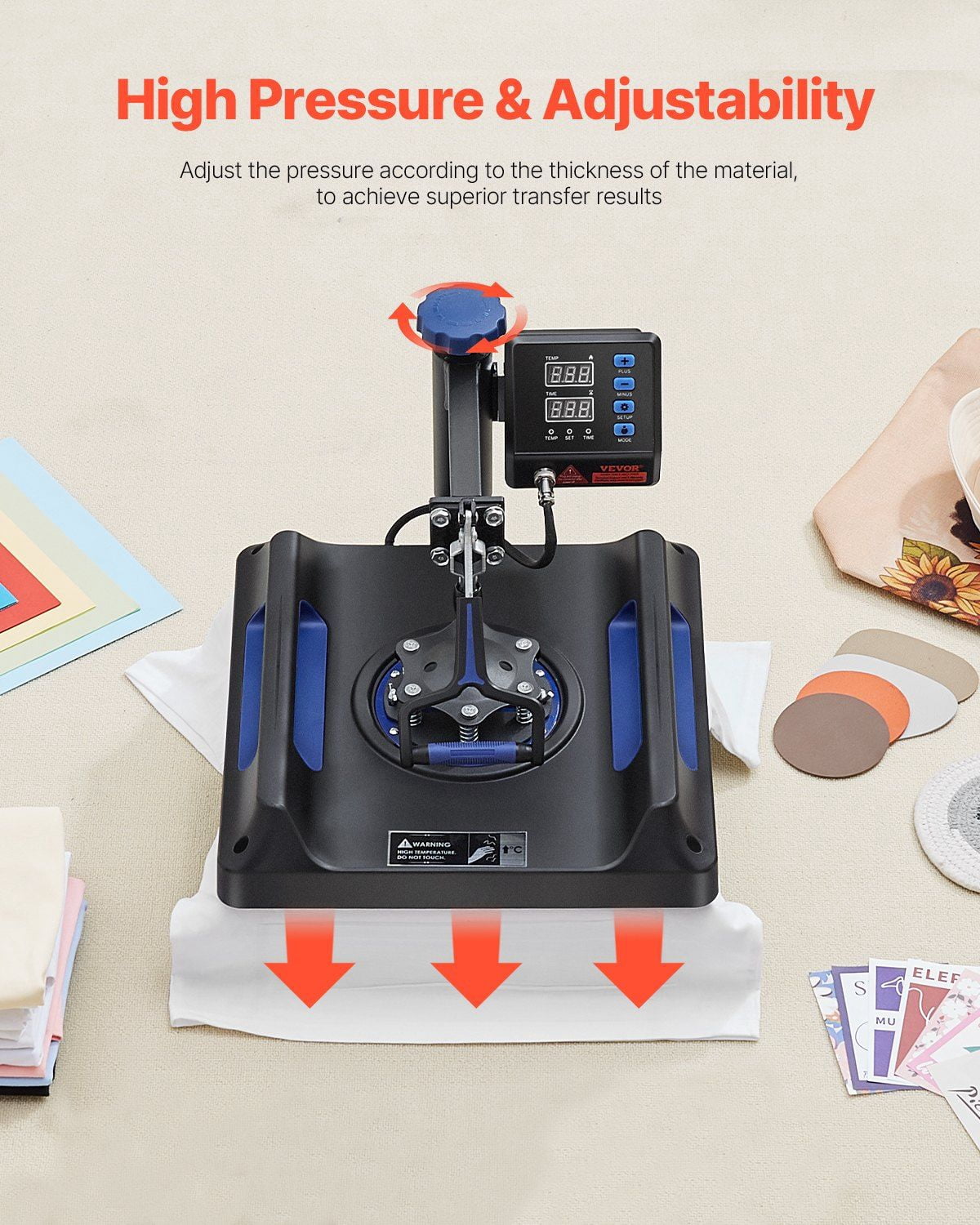 8-in-1 Heat Press Machine 15x15 Inch - Sublimation Transfer Printer for Fabrics & Mugs