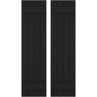 Ekena Millwork 14"W x 51"H Americraft Four Board (2 Batten) Exterior Real Wood Joined Board-n-Batten Shutters (Per Pair), Black