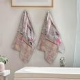 thumbnail image 4 of Pink Xmas Gnome Hand Towels, Christmas Stars Wooden Kitchen Towel Ultra Soft and Absorbent,Decorative Fingertip Face Towel for Bathroom Hotel, 2 PCS, 28.3"x 14.4", 4 of 6