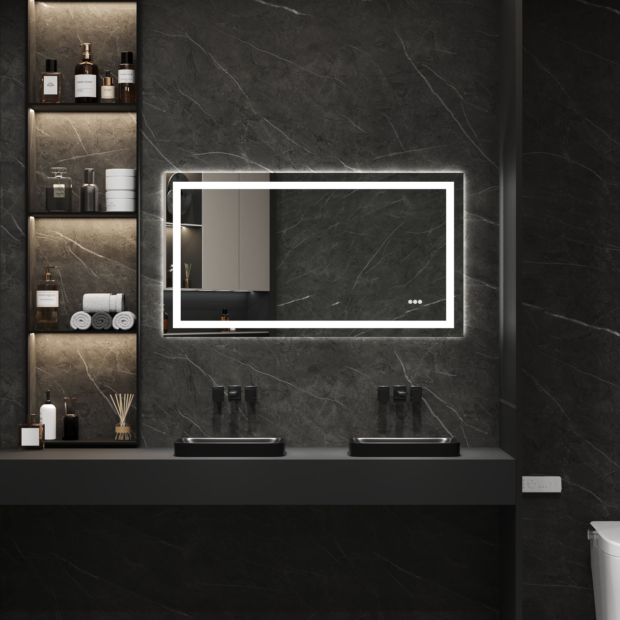 Deervalley 55"X 30" LED Bathroom Mirror With Lights, 1.5X Anti-Fog, Front And Backlit Frameless LED Mirror