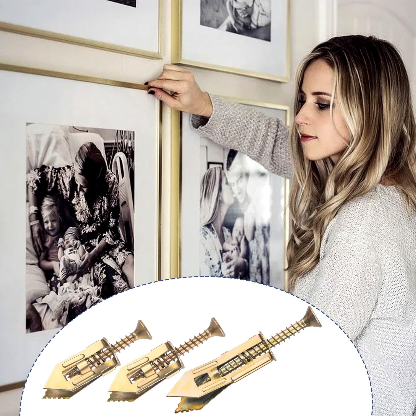 80 Pcs Self-Drilling Anchor Screws, Zinc Plated Steel Drywall Anchors, Heavy Duty Metal Expansion Bolt, No Drill or Holes, for TV, Shelf Straps, Gypsum Boards, Cabinets