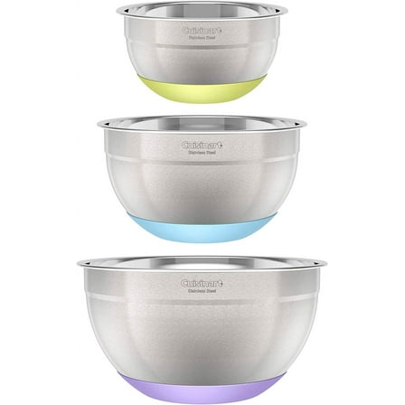 Cuisinart 3-Piece Stainless Steel Mixing Bowls with Nonslip Base, 1.5qt, 3qt & 5qt