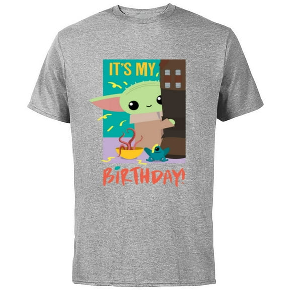 Star Wars The Mandalorian The Child Funny It's My Birthday - Short Sleeve Cotton T-Shirt for Adults - Customized-Athletic Heather