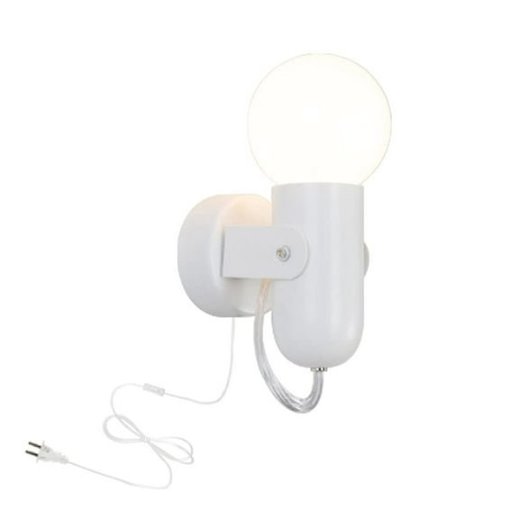 Kiven Wall Mounted Plug-in Sconce Light, Nordic Wall Sconce Lamps Macaron Edison Adjustable lamp Holder Aisle Lights Corridor Lamp Bedside Reading Light E27(Color :White)