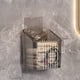 thumbnail image 5 of Caja de almacenamiento pequeña gris, estante de ducha transparente de plástico para cepillos de dientes colgantes, repisa de baño montada en la pared, 5 of 6
