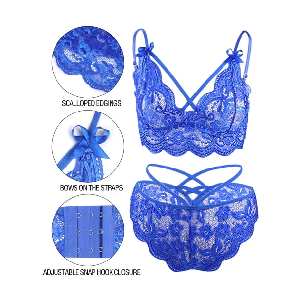 spencers sexy lingerie Spencer Sexy Lingerie Set for Women, 2Pcs Floral Lace Strappy Bralette and  Panty Set for Valentine's Day (2XL/3XL, Red)