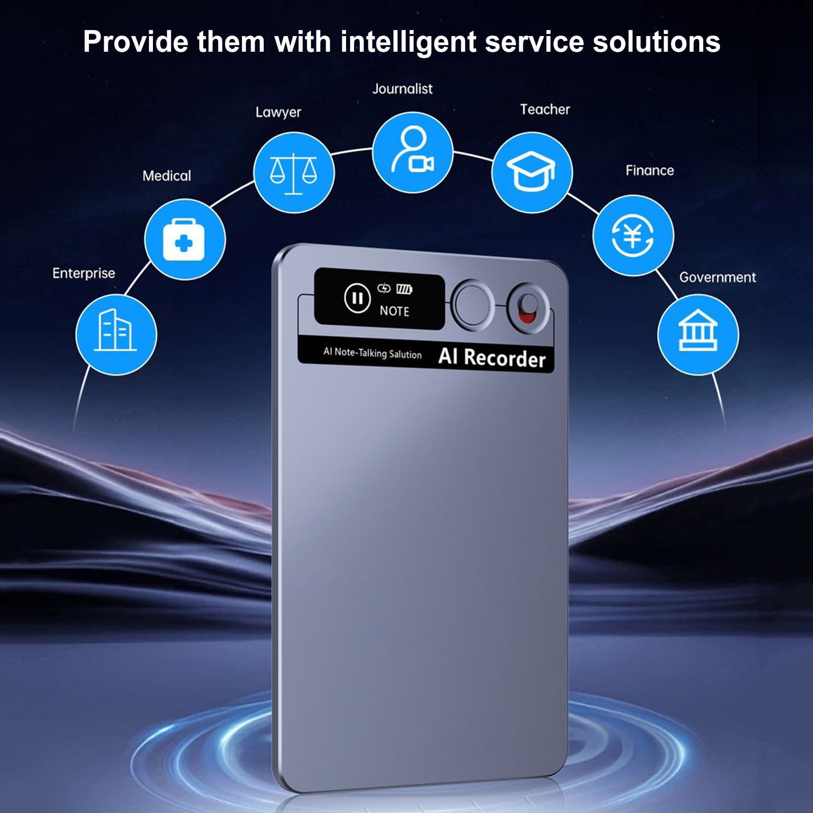 HUISZJ AI Voice Recorder, App Control Audio Recording Device, Real-Time Transcription & Translation Audio Recorder for Lectures Meetings Interviews (3.39 x 2.13 x 0.12 inch)