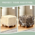 thumbnail image 6 of SCRAWLGOD Cow Leopard Print Beige Brown Ottoman Cover, Washable Square Cover with Non Slip Bottom Soft Foot Stool Protection Universal Fit for Most Footrest Sofa, 6 of 7